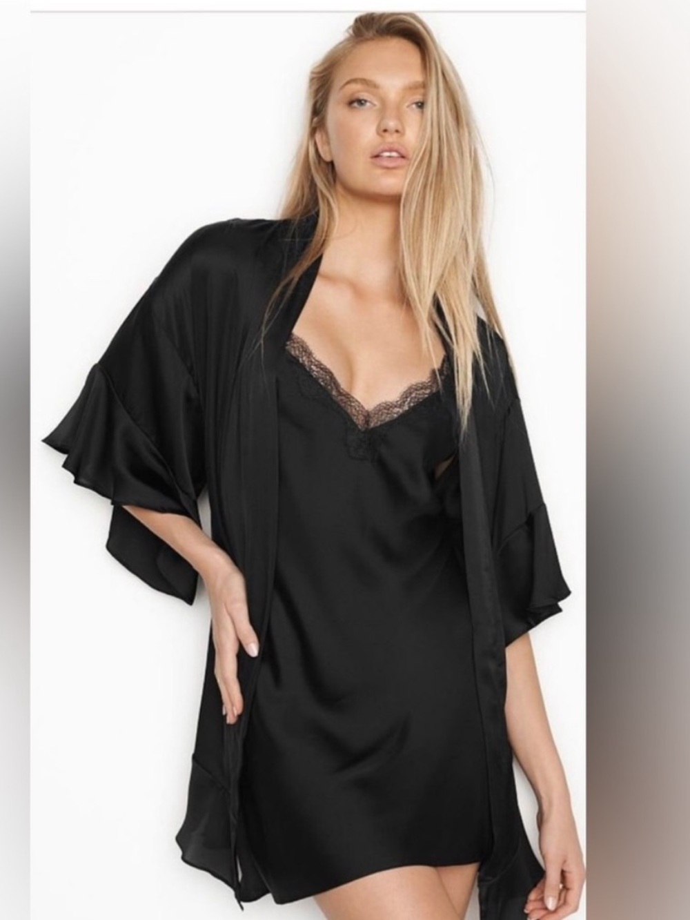 Victoria's Secret Black Satin Robe